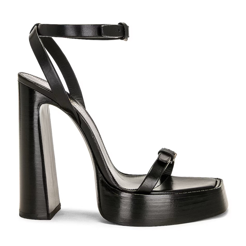 Saint Laurent Black Strappy Platform Heels